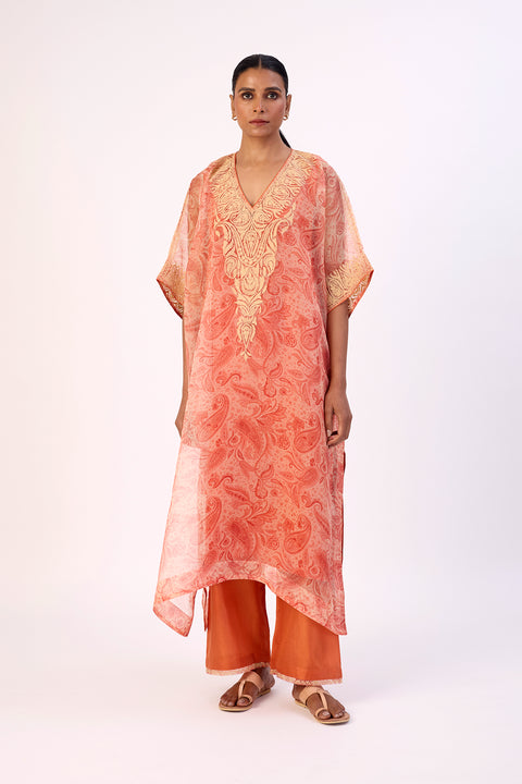 Gulnaar Kaftan and Pant - Peach
