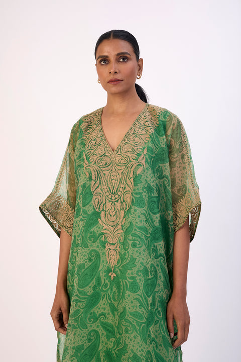 Gulnaar Kaftan and Pant - Green