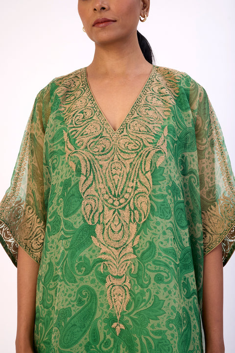 Gulnaar Kaftan and Pant - Green