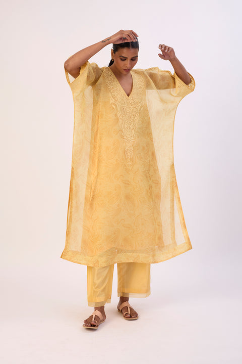 Gulnaar Kaftan and Pant - Yellow