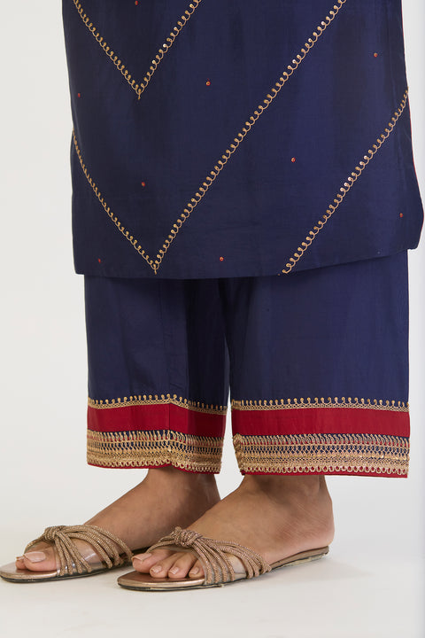 Riddhima Kurta and Pant - Navy Blue