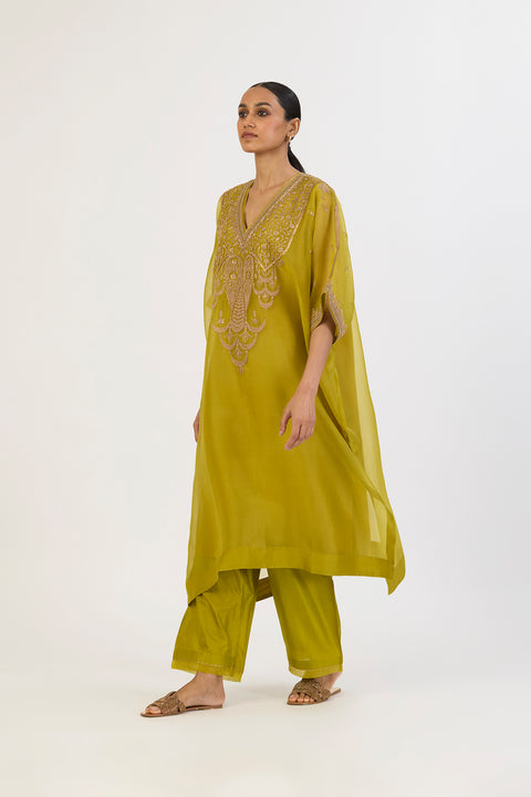 Shambhavi Kaftan and Pant - Lime Green