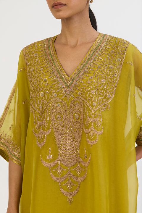 Shambhavi Kaftan and Pant - Lime Green