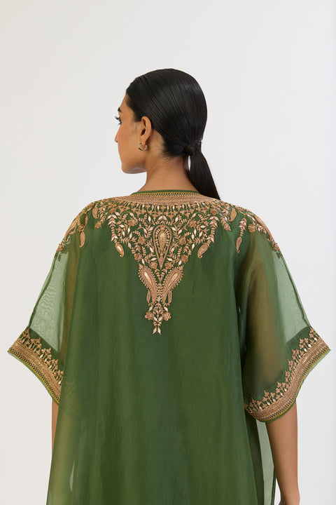 Niharika Kaftan and Pant - Dark Green