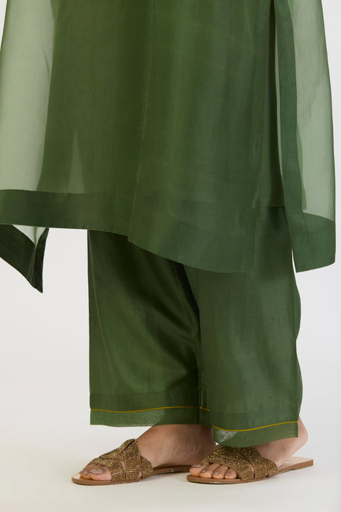 Niharika Kaftan and Pant - Dark Green