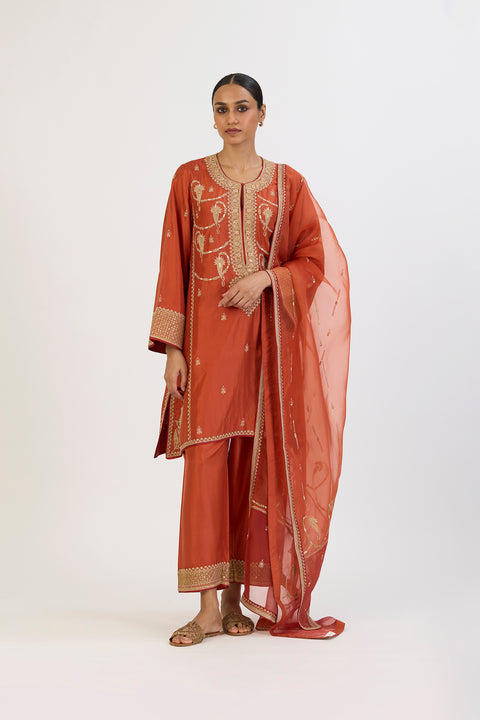 Shibani Kurta and Pant - Rust