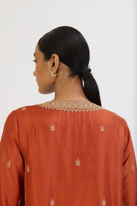 Shibani Kurta and Pant - Rust