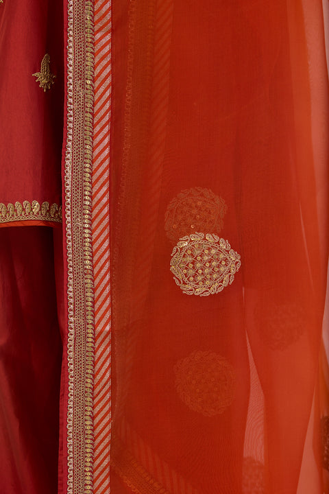Parchai Dupatta - Rust