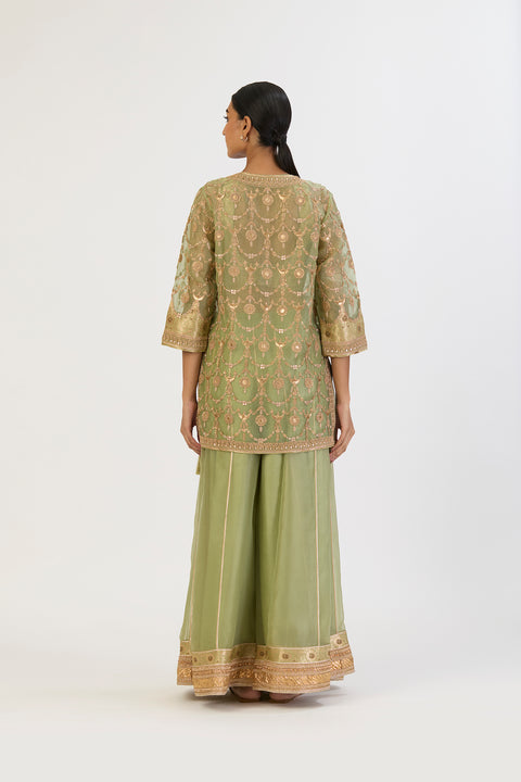 Aparajita Kurta and Sharara - Sea Green