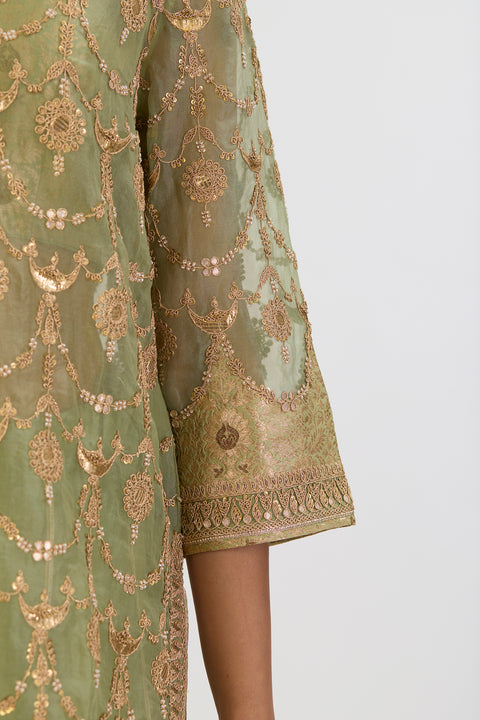 Aparajita Kurta and Sharara - Sea Green