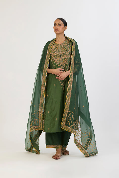 Chitrali Kurta and Pant - Green