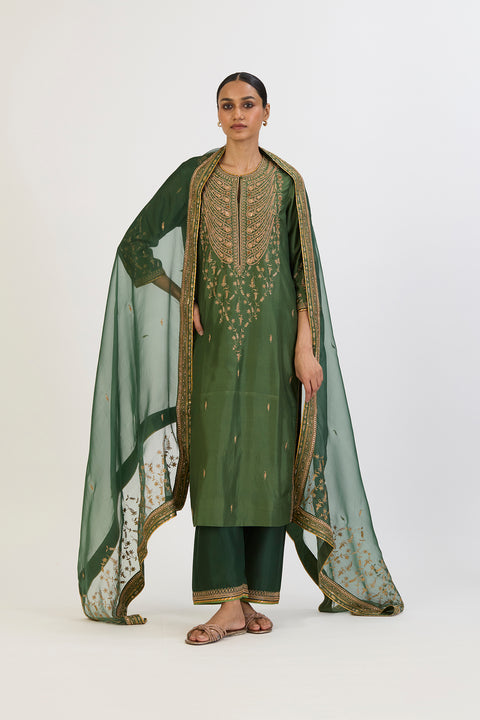 Surmai Dupatta - Green