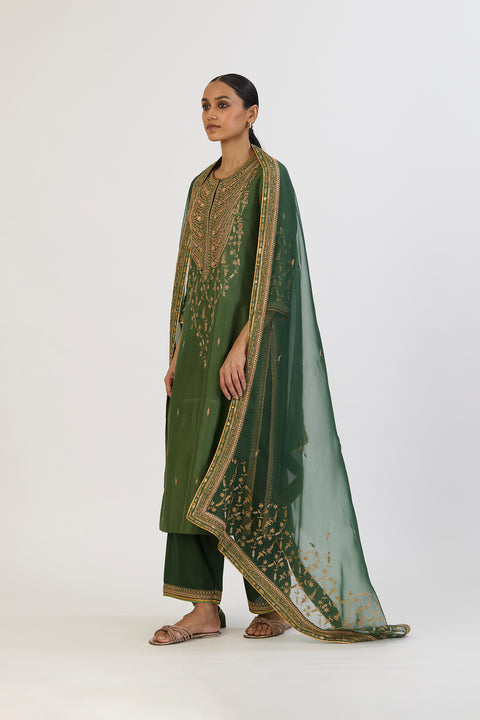 Surmai Dupatta - Green