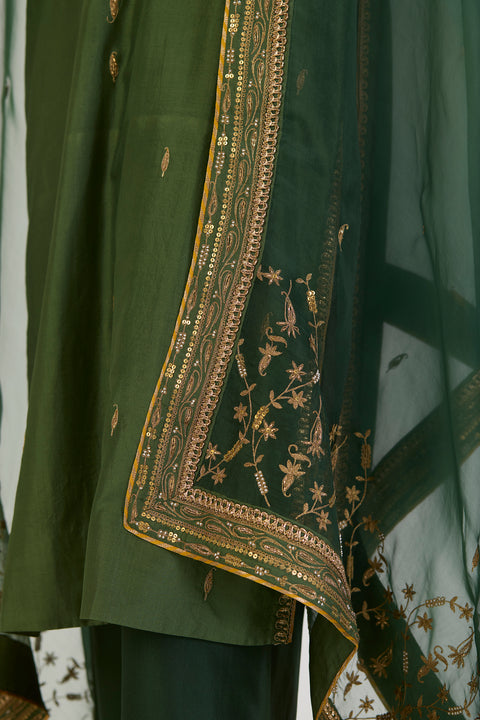 Surmai Dupatta - Green