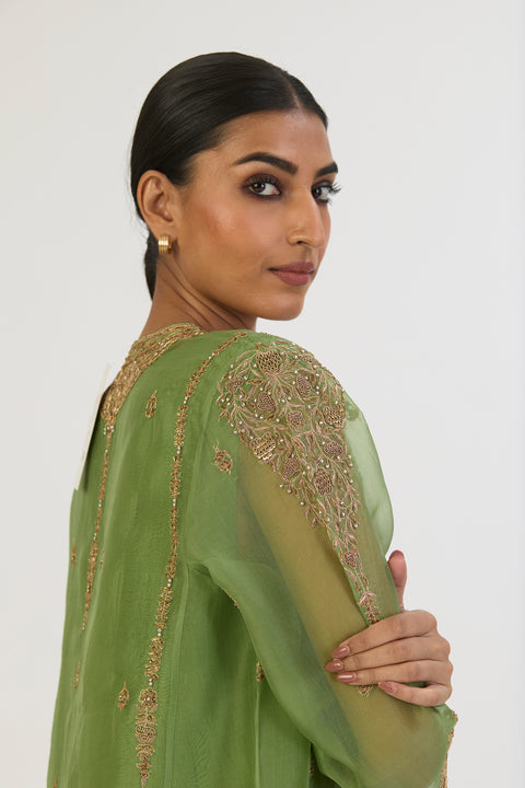 Vamika Kurta and Pant - Dull Green