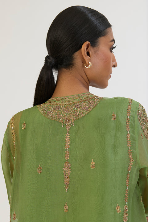 Vamika Kurta and Pant - Dull Green