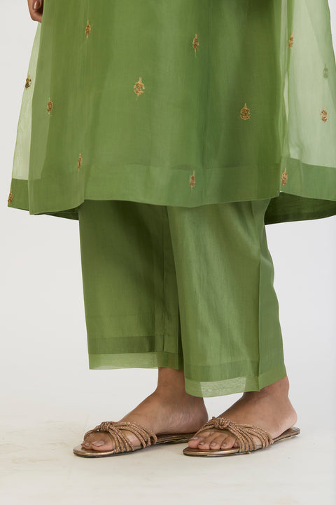 Vamika Kurta and Pant - Dull Green