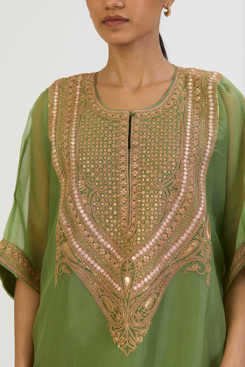 Mitali Kaftan and Pant - Dull Green