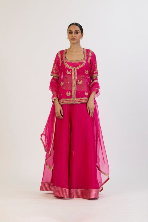 Afreen Sharara Set - Fuschia