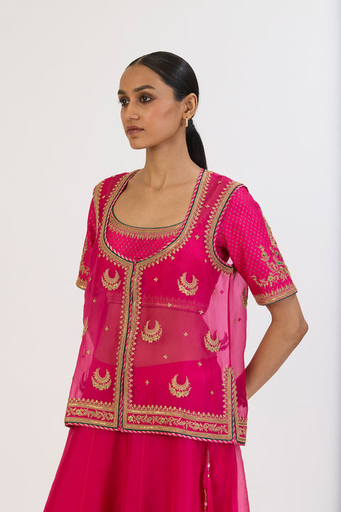 Afreen Sharara Set - Fuschia
