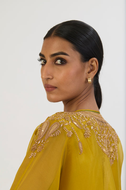 Niharika Kaftan and Pant - Lime Green