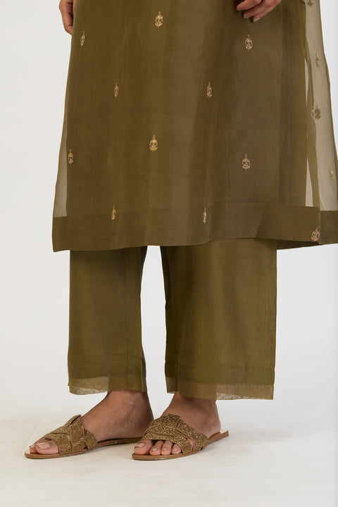 Vamika Kurta and Pant - Mehndi Green