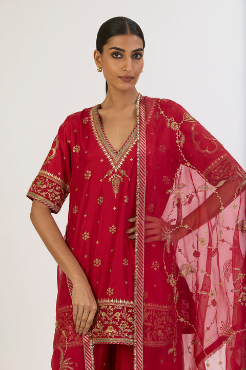 Dhvani Kurta and Sharara - Red