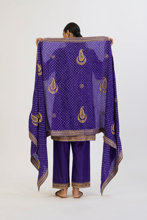 Jashvi Bandhani Dupatta - Purple