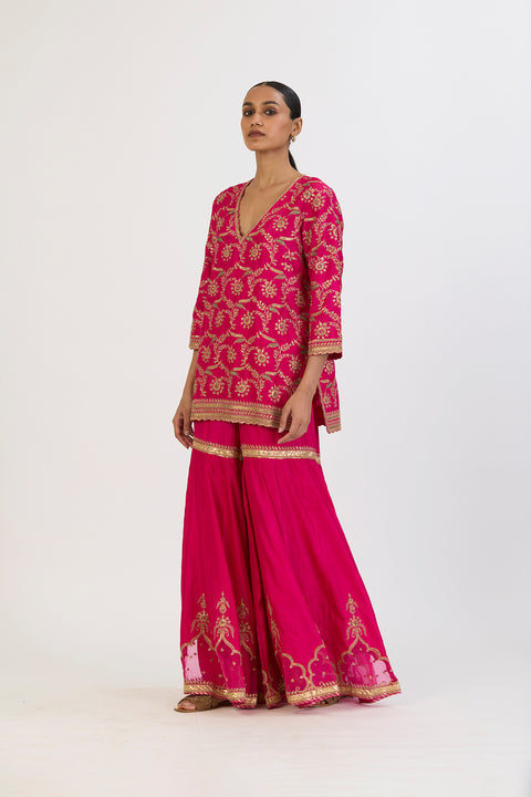 Kalindi Kurta and Sharara - Fuschia