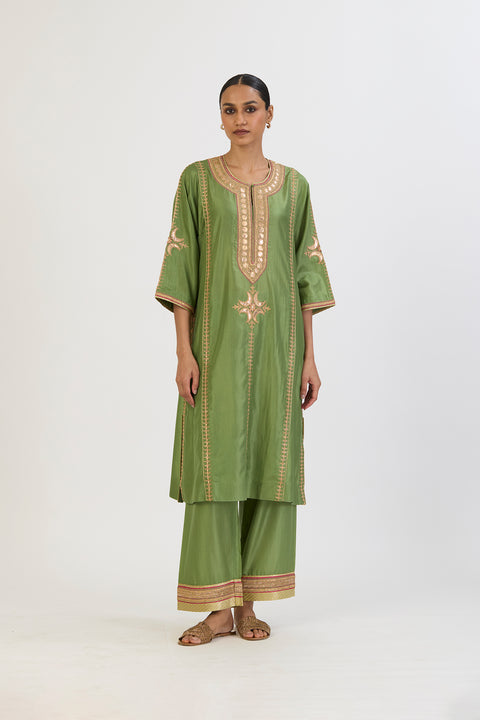 Ruhani Kurta and Pant - Dull Green