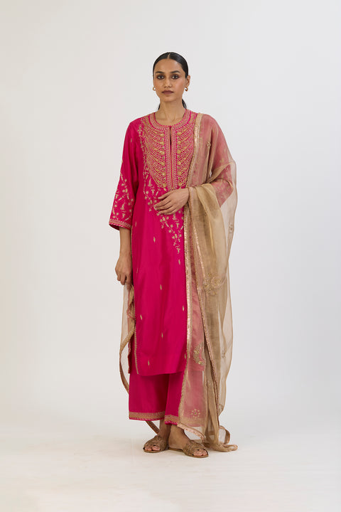 Chitrali Kurta and Pant - Fuschia