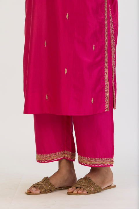 Chitrali Kurta and Pant - Fuschia