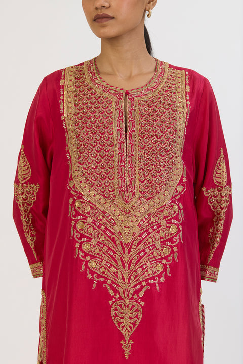 Manjari Kurta and Pant - Dark Pink