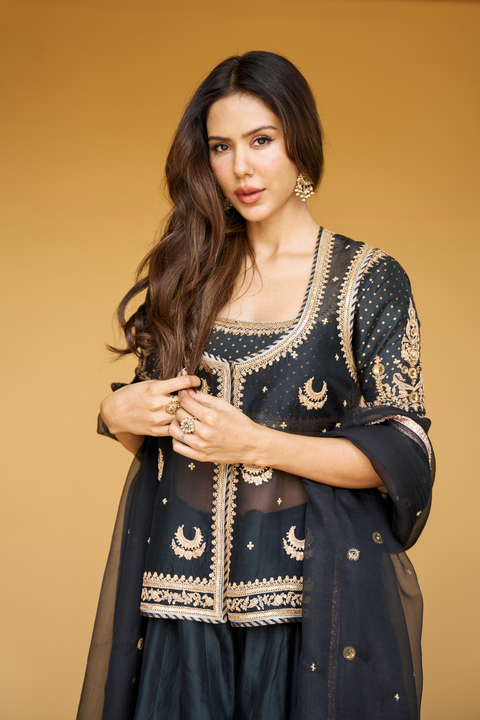 Afreen Sharara Set-Black