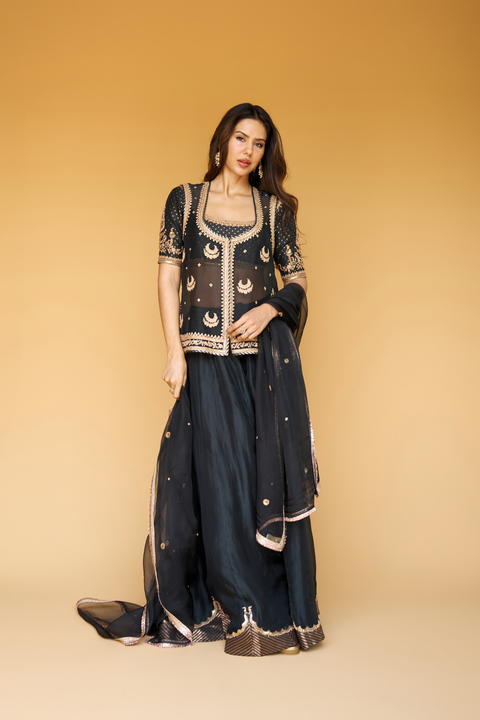 Afreen Sharara Set-Black