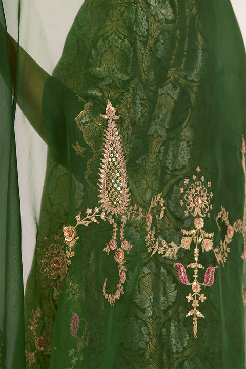 Mridula Dupatta - Dark Green